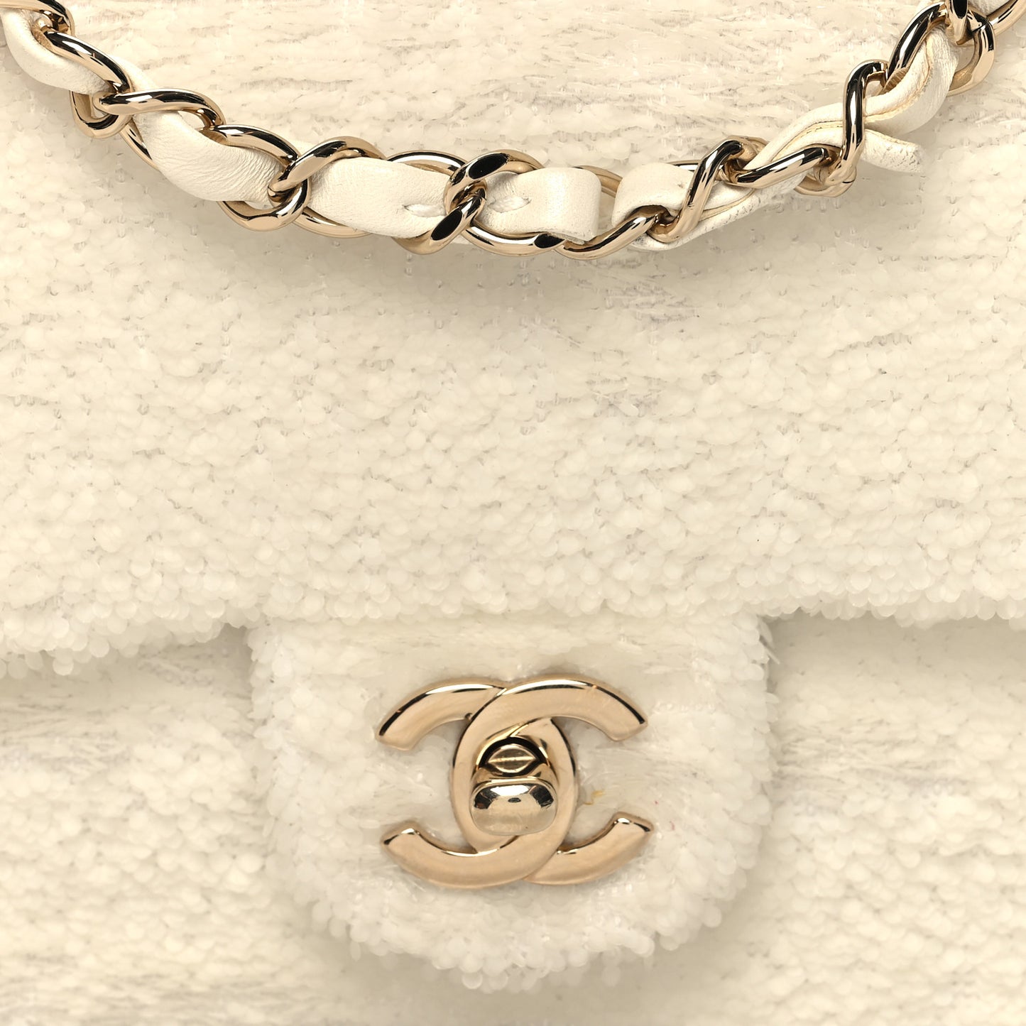 Sequin Mini Rectangular Flap White