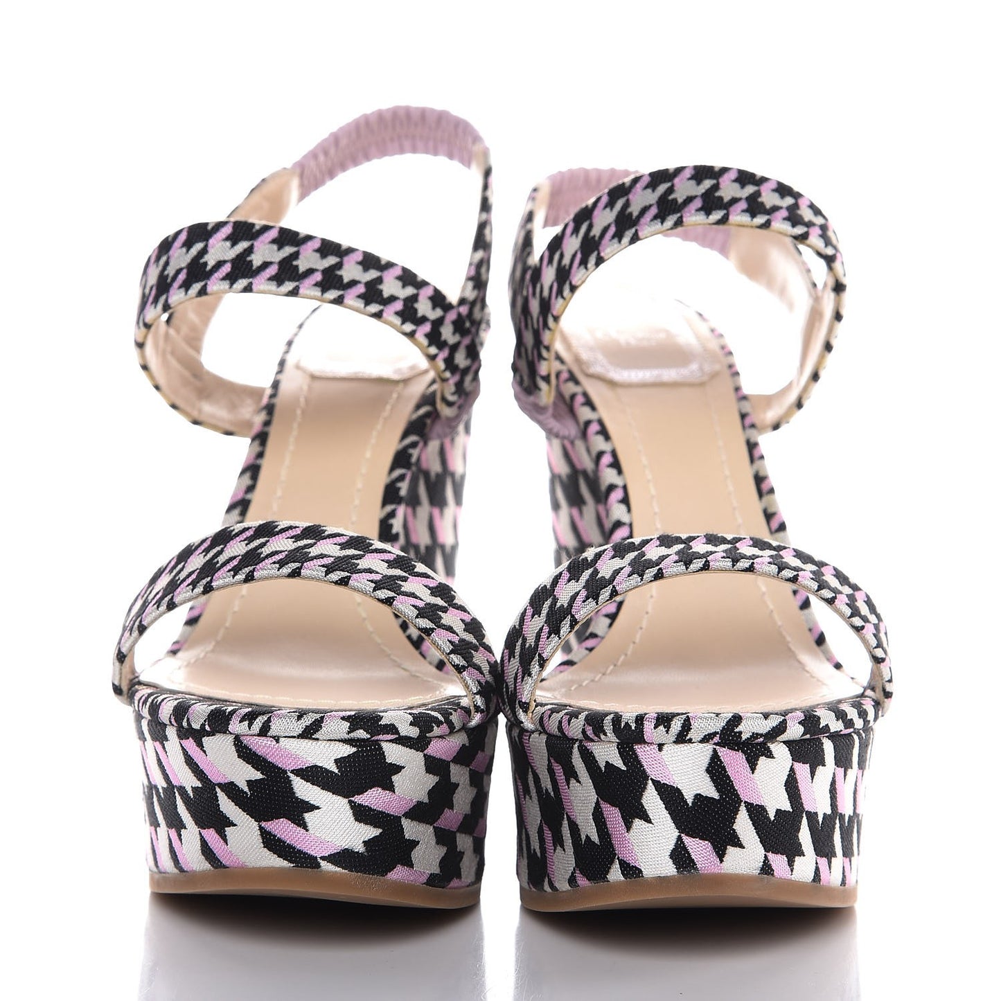 Canvas Herringbone Volt Wedge Sandals 38 Noir Blanc