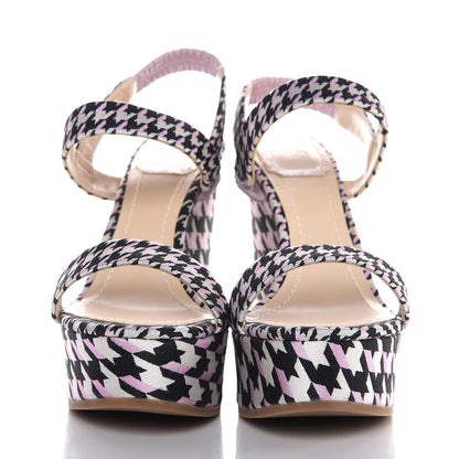 Christian Dior Canvas Herringbone Volt Wedge Sandals 38 Noir Blanc 2 of 10