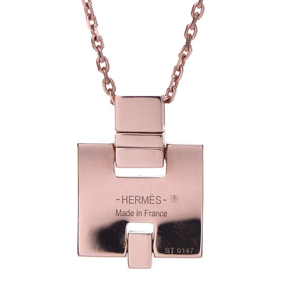 Hermes Rose Gold Plated Lacquered Eileen Pendant Necklace Marron Glace 7 of 7