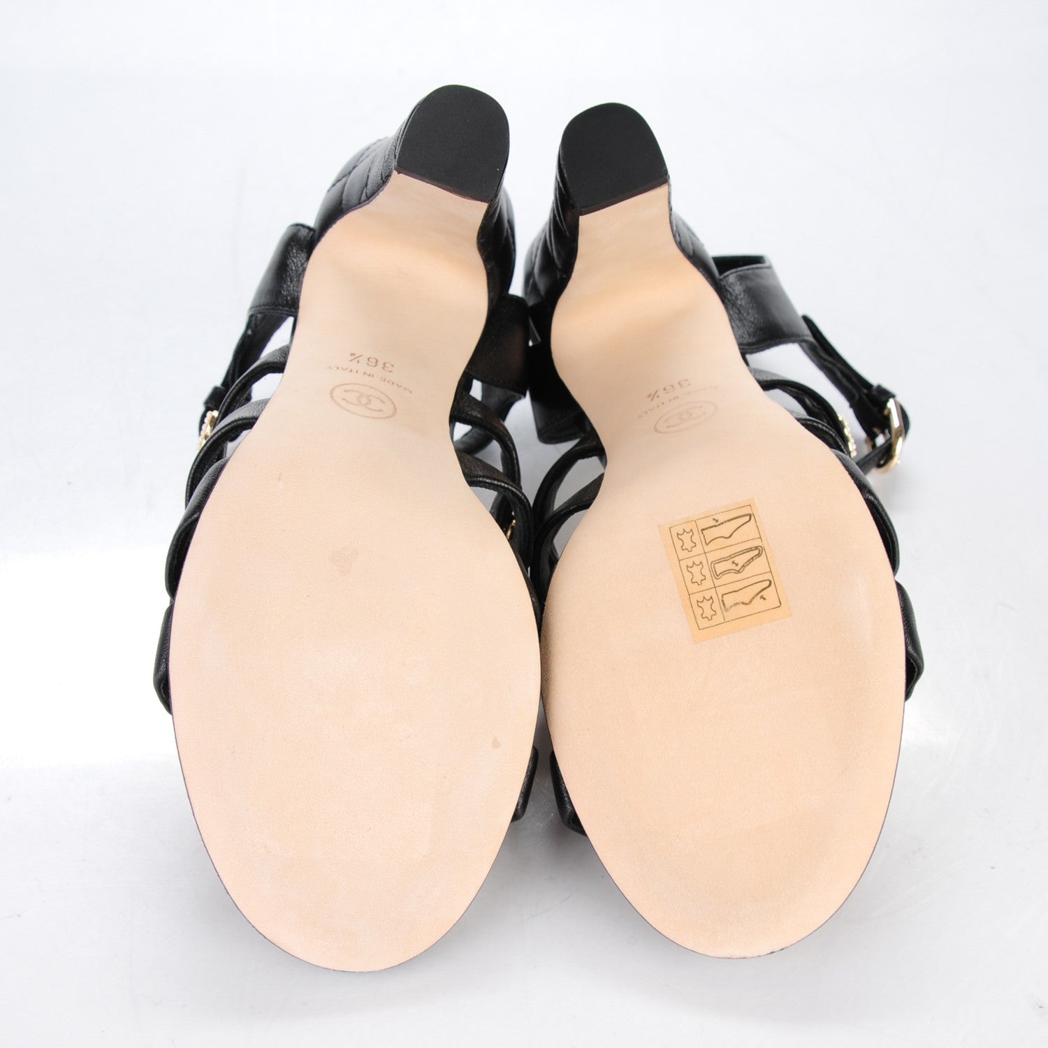 Chanel Lambskin Reissue Chain Sandals 36.5 Black Gold 5 of 9