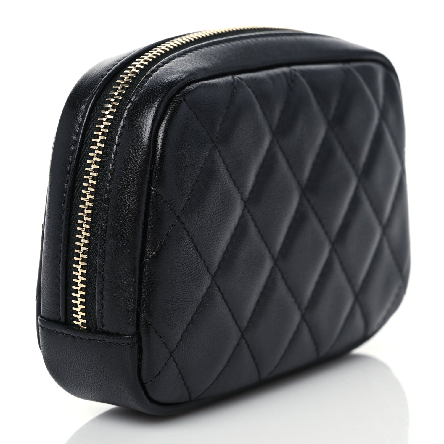 Chanel Lambskin Quilted Small Curvy Pouch Cosmetic Case Black 3 of 8