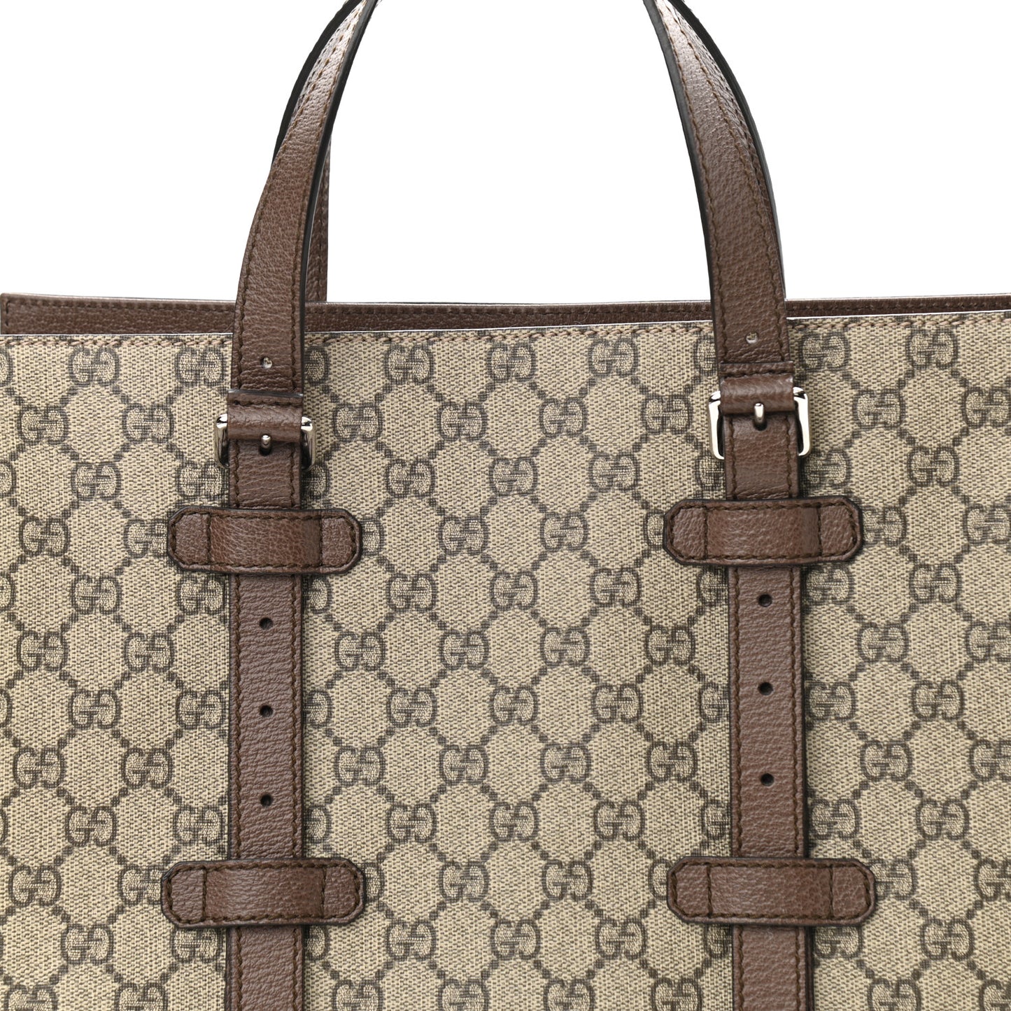 GG Supreme Monogram Textured Dollar Calfskin Small Detail Tote Beige Ebony New Acero
