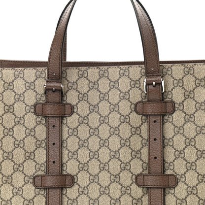 Gucci GG Supreme Monogram Textured Dollar Calfskin Small Detail Tote Beige Ebony New Acero 8 of 10