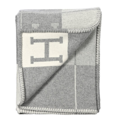 Hermes Wool Cashmere Avalon III Blanket Ecru Gris Clair 2 of 3