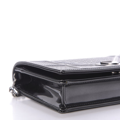 Christian Dior Metallic Patent Micro-Cannage Diorama Wallet on Chain Pouch Onyx Black 6 of 8