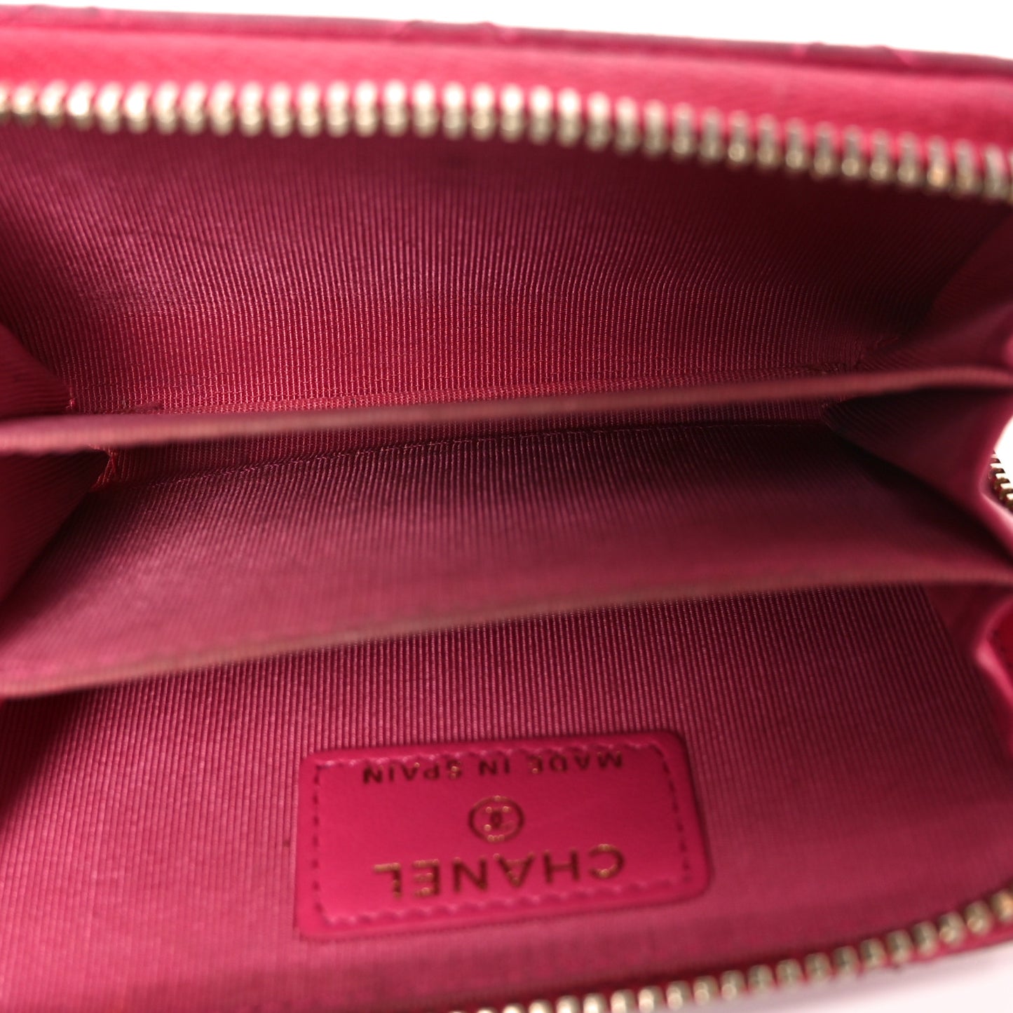 Lambskin Quilted Zip Coin Purse Fuchsia