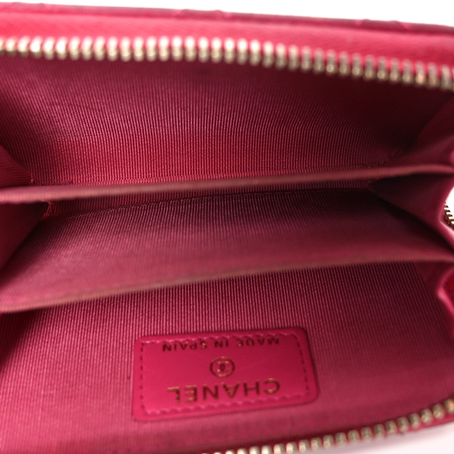 Chanel Lambskin Quilted Zip Coin Purse Fuchsia 5 of 9