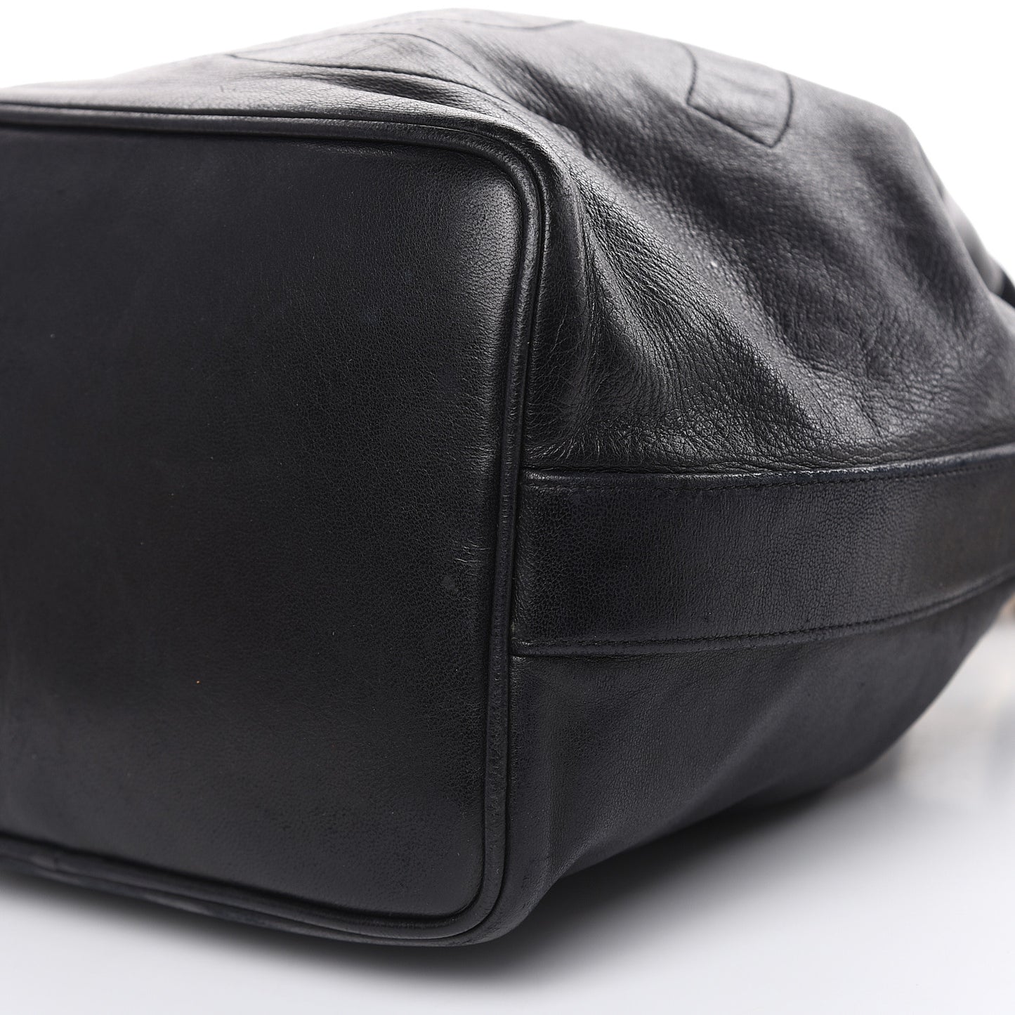 Lambskin CC Drawstring Shoulder Bag Black