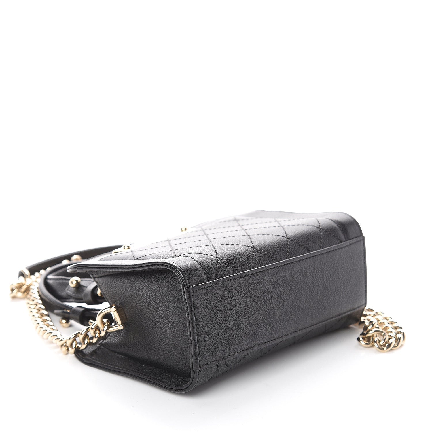 Chanel Grained Calfskin Stitched Mini Label Click Shopper Tote Black 3 of 8