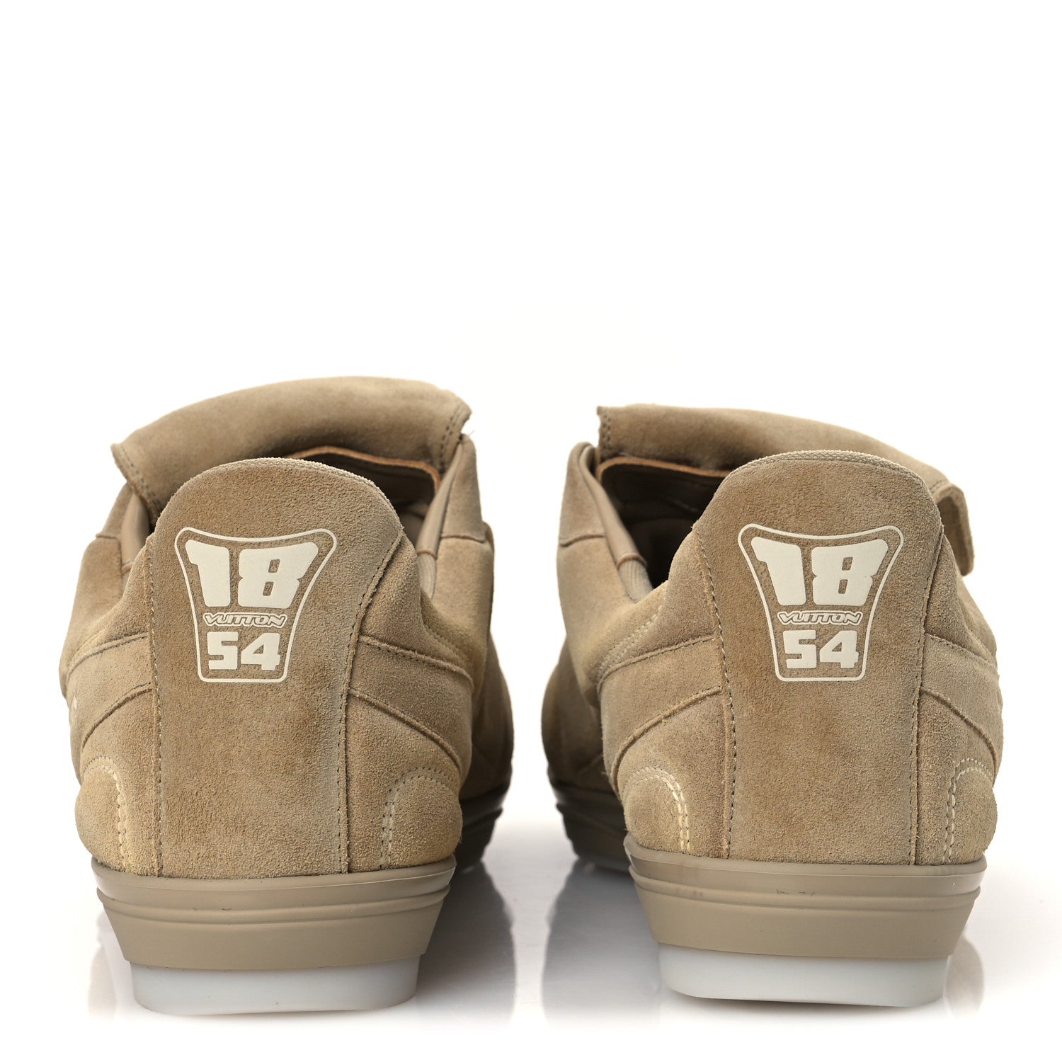 Louis Vuitton Calfskin Suede Mens LV Foot Print Soccer Sneakers 10 Beige 6 of 11
