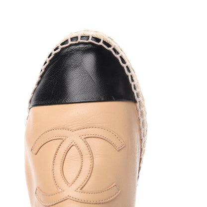 Chanel Lambskin CC Espadrilles 38 Beige Black 6 of 11