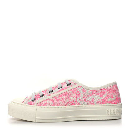 Christian Dior Canvas Fluo Toile De Jouy Embroidered Womens Walk'N'Dior Low Top Sneakers 38 White Fuchsia 1 of 8