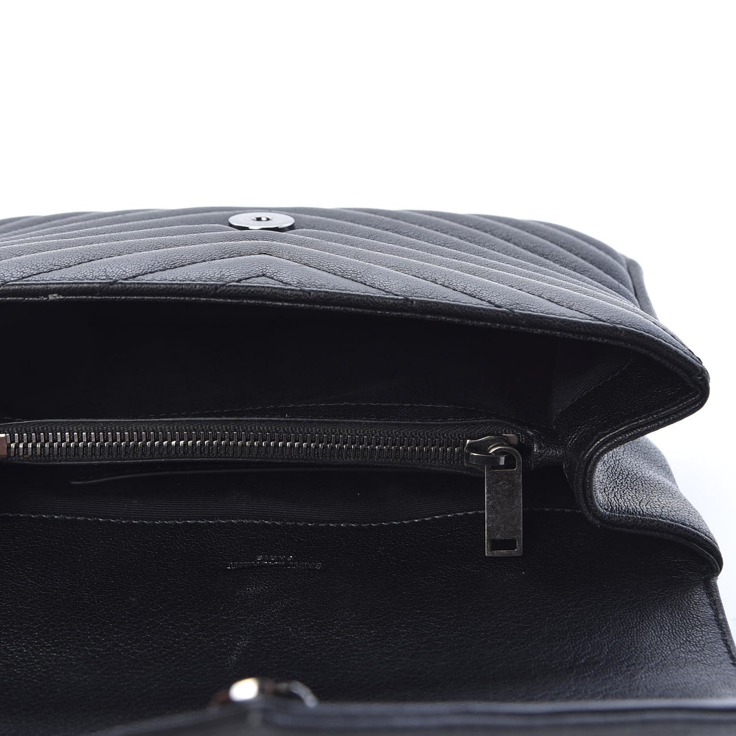 Sheepskin Matelasse Chevron Monogram Medium College Bag Black
