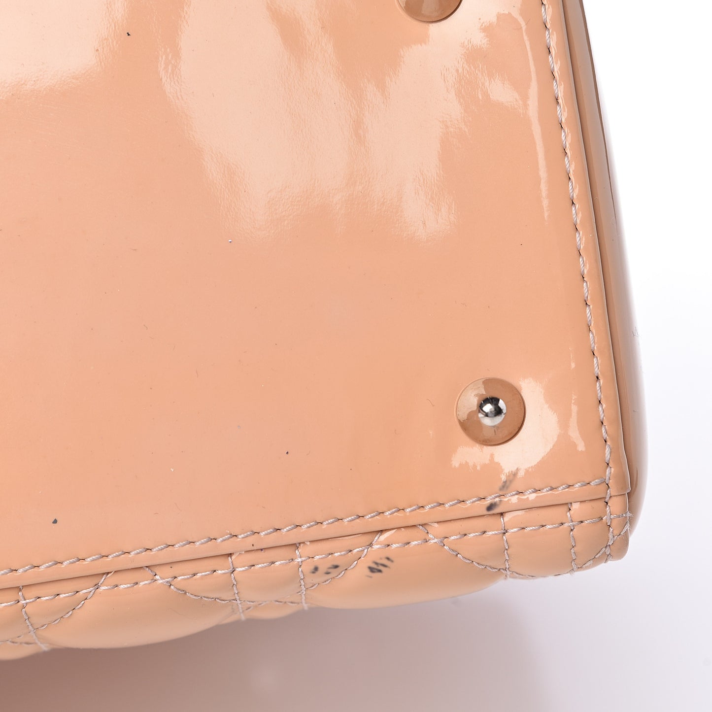 Patent Cannage Medium Lady Dior Beige