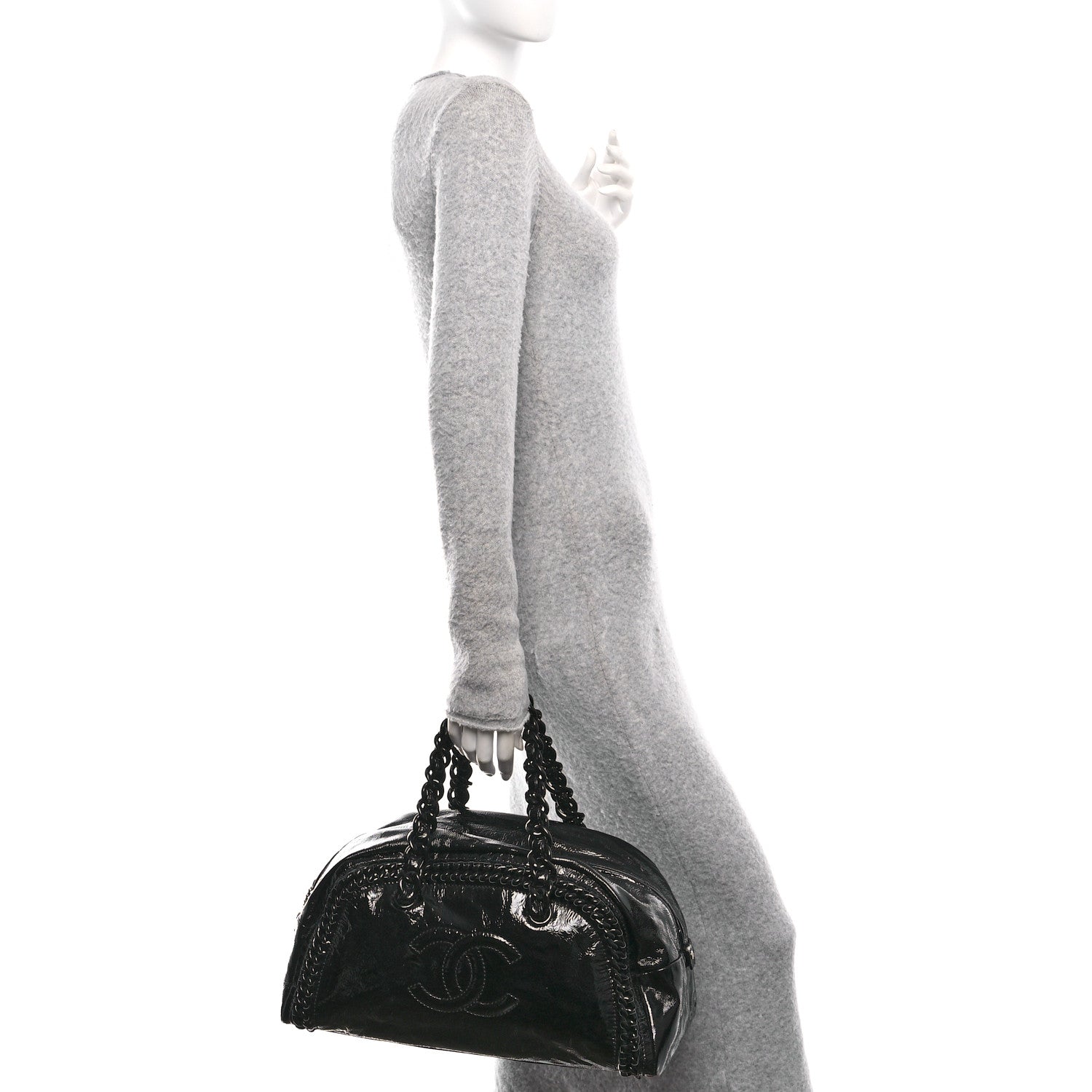 Chanel Patent Large Luxe Ligne Bowler Black 2 of 10