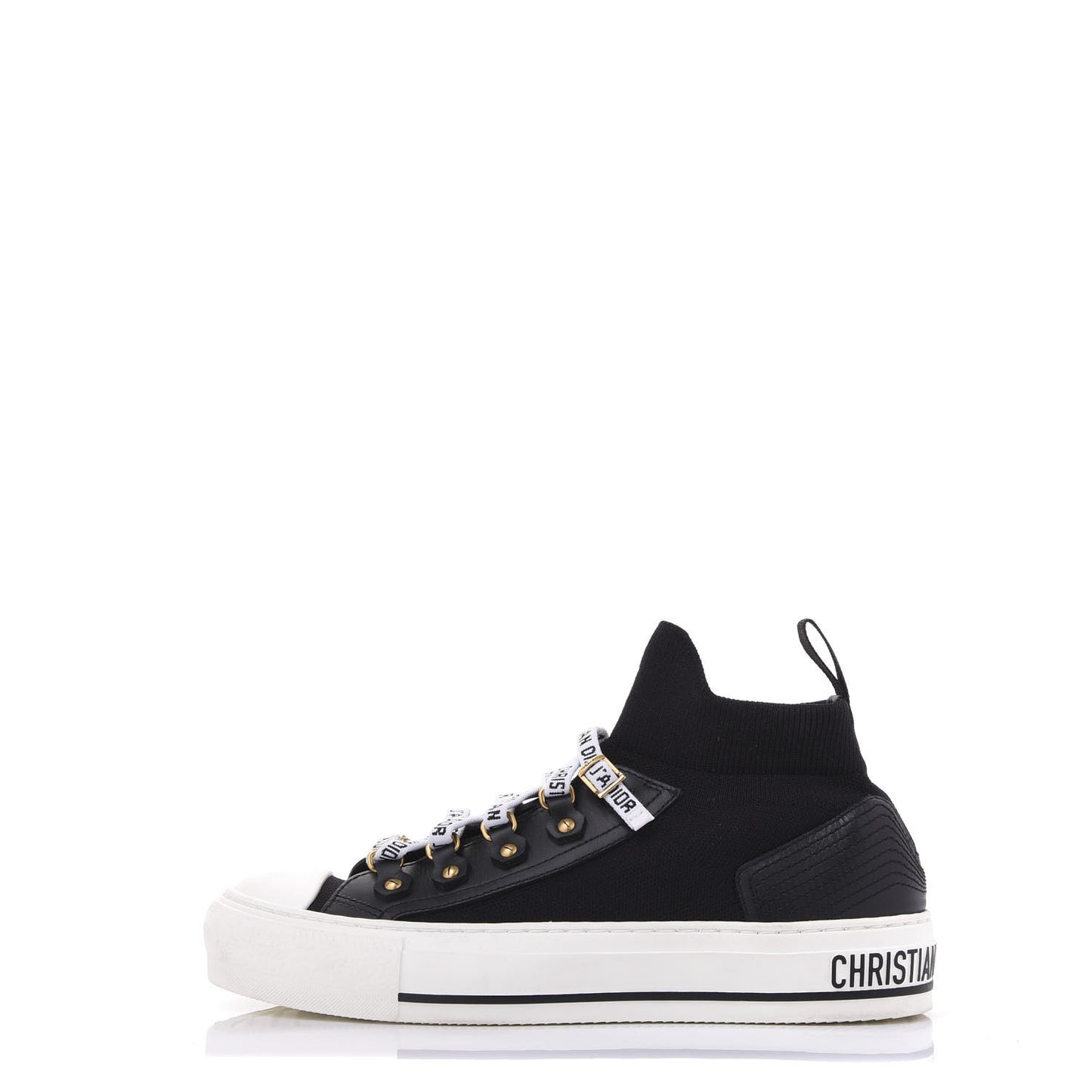 Technical Mesh Calfskin Womens Walk'N'Dior High Top Sneaker 36.5 Black
