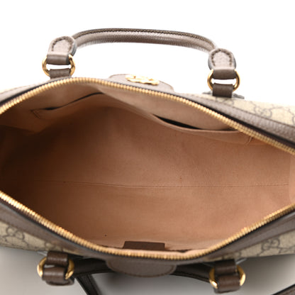Gucci GG Supreme Monogram Textured Dollar Calfskin Web Medium Ophidia Boston Beige Ebony New Acero 5 of 11