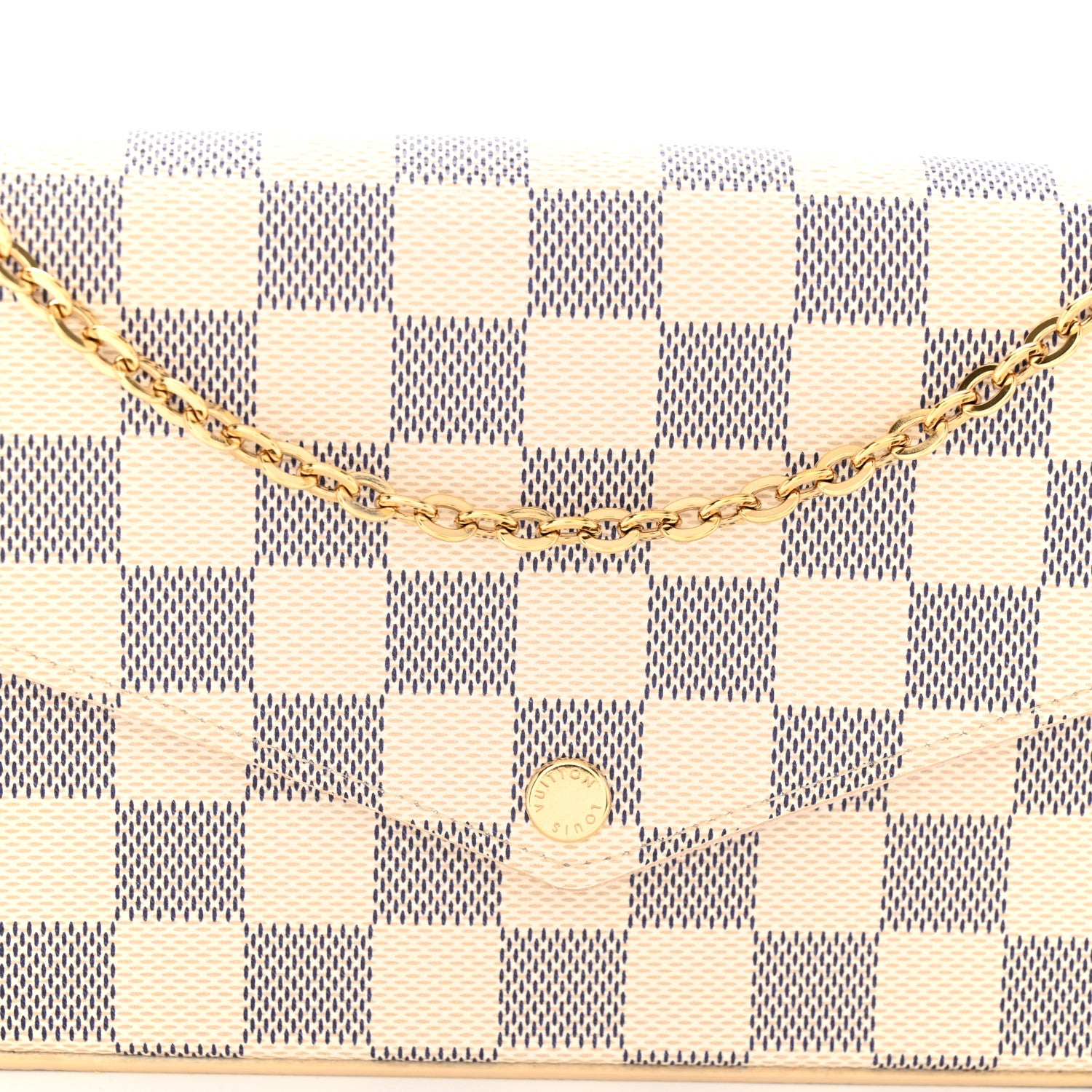 Louis Vuitton Damier Azur Pochette Felicie Chain Wallet Rose Ballerine 8 of 10