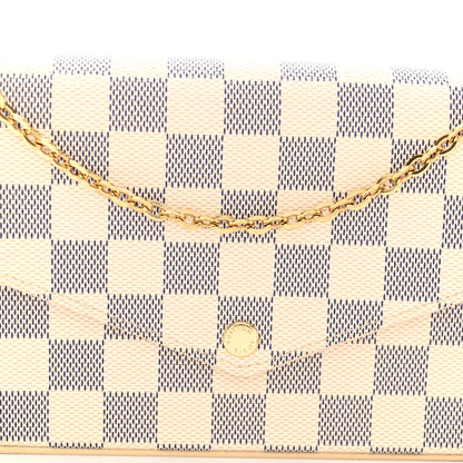 Louis Vuitton Damier Azur Pochette Felicie Chain Wallet Rose Ballerine 8 of 10
