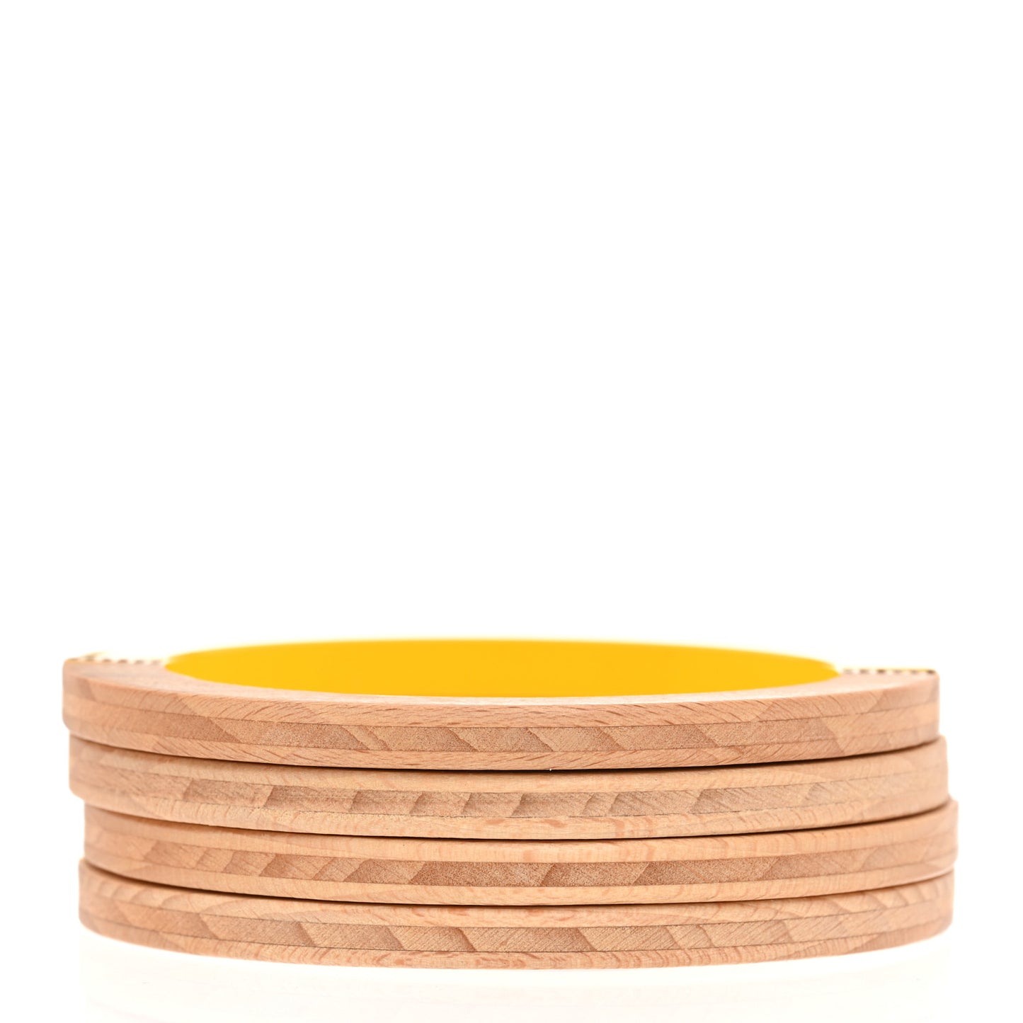 Lacquer Wood Crystal Bangle Bracelet Set of 4 Yellow Red