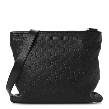Gucci Guccissima Medium Flat Messenger Bag Black 1 of 13