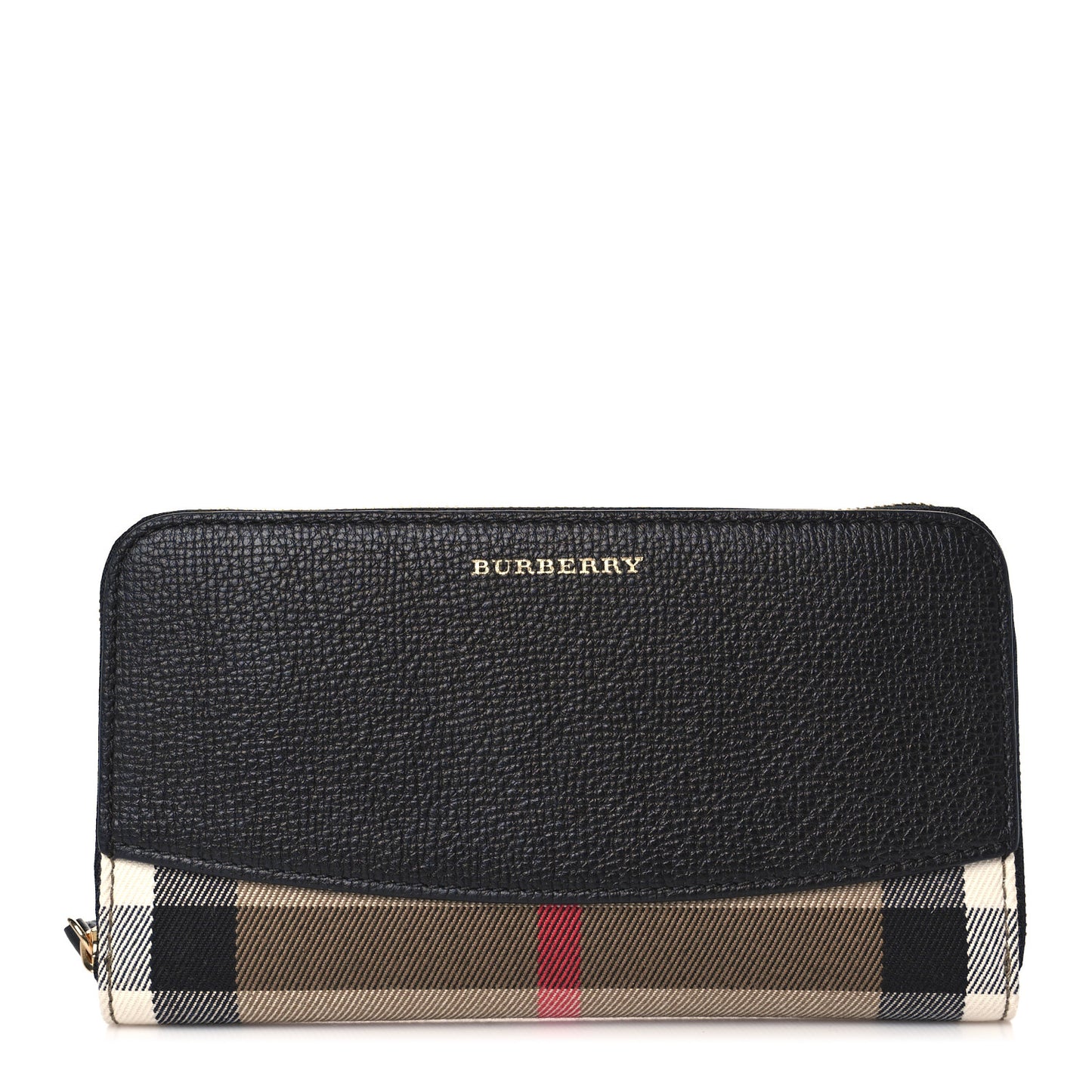 Calfskin Haymarket Check Elmore Zip Around Wallet Black