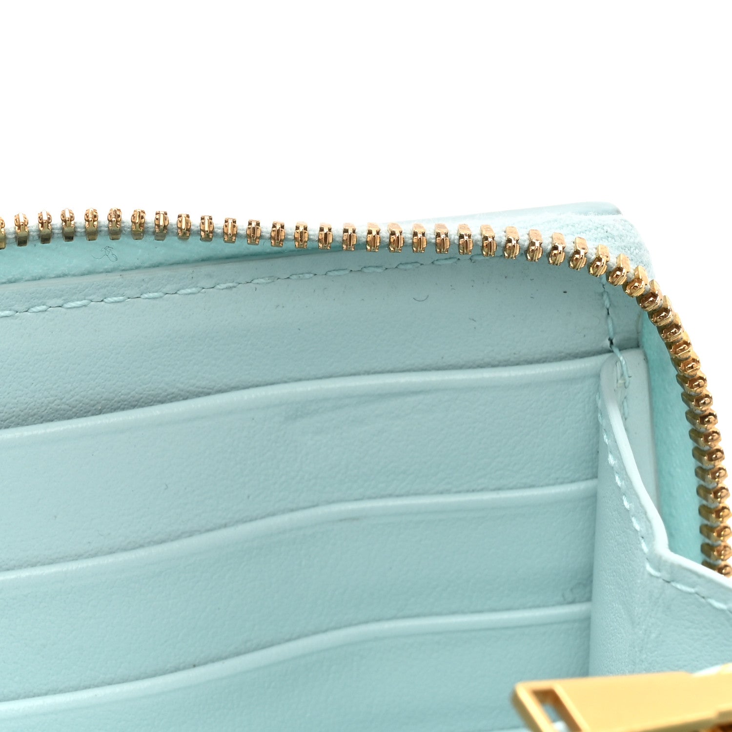 Bottega Veneta Shiny Calfskin Maxi Intreccio Zip Around Wallet Teal Washed 9 of 12