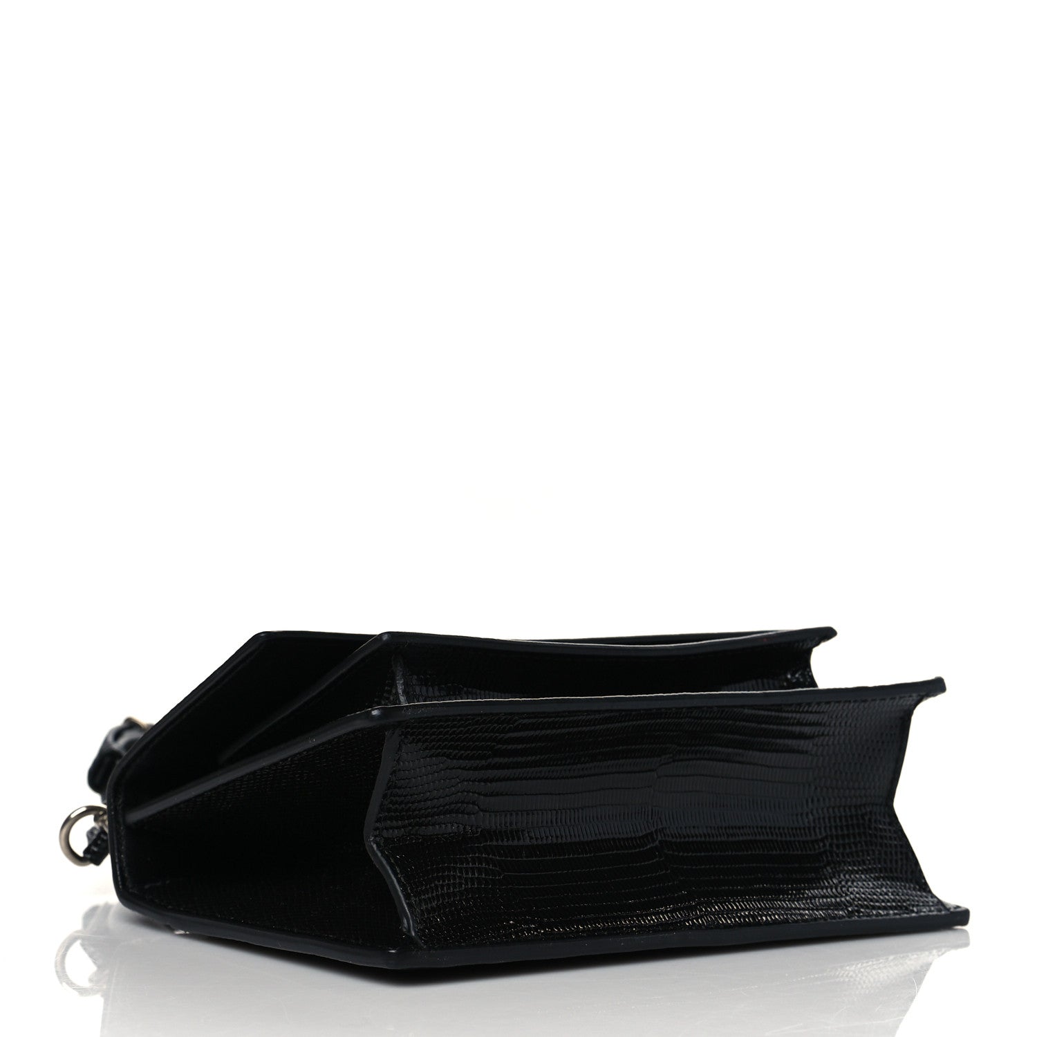 Balenciaga Patent Calfskin Lizard Embossed XS Sharp Top Handle Bag Black 4 of 10