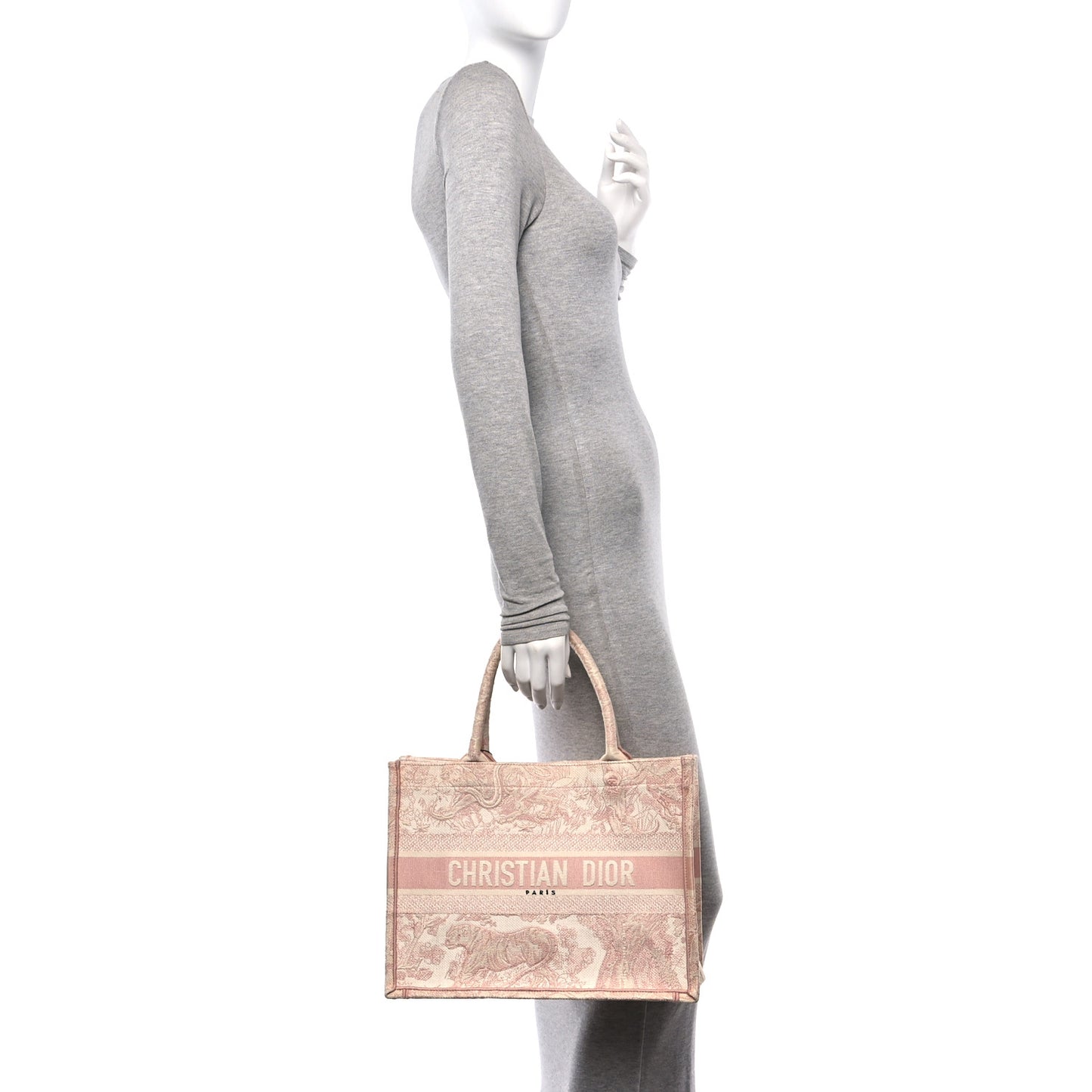 Canvas Embroidered Medium Dioriviera Toile De Jouy Book Tote Rose