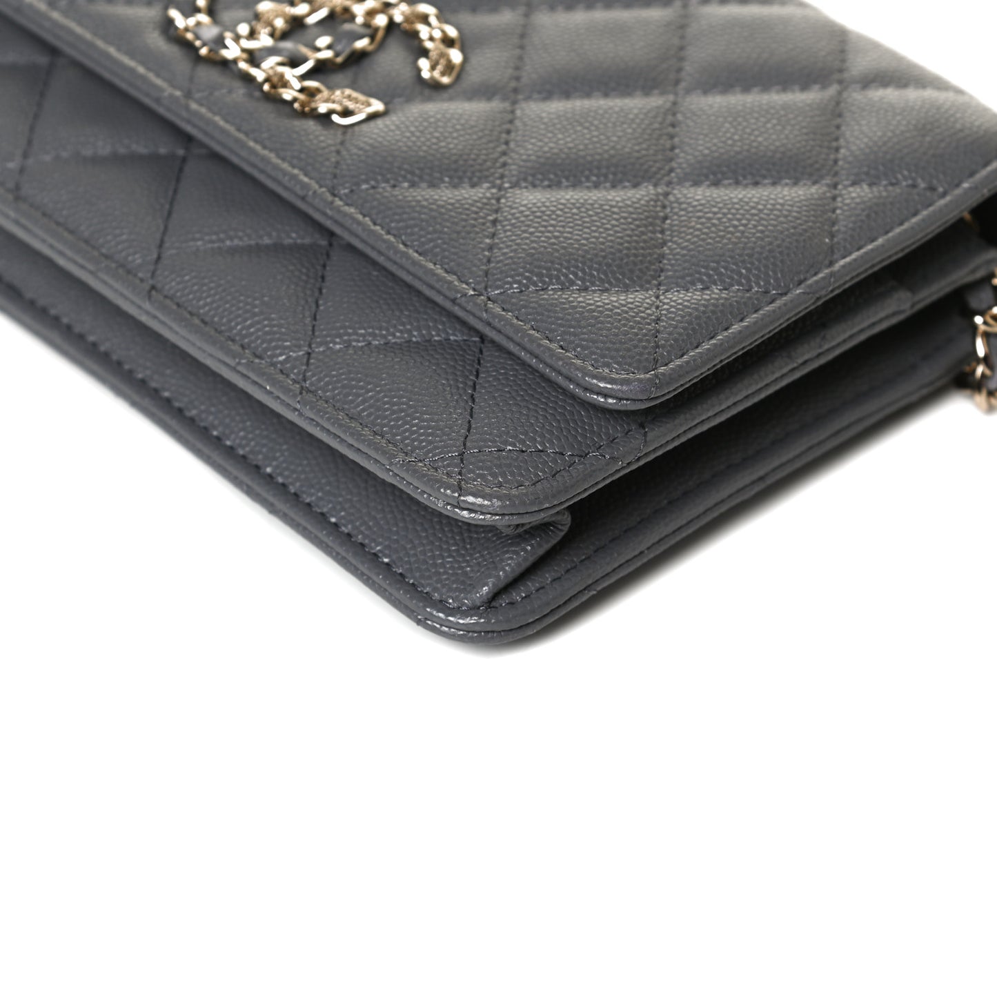 Caviar Quilted French New Wave Chain CC Wallet On Chain WOC Grey