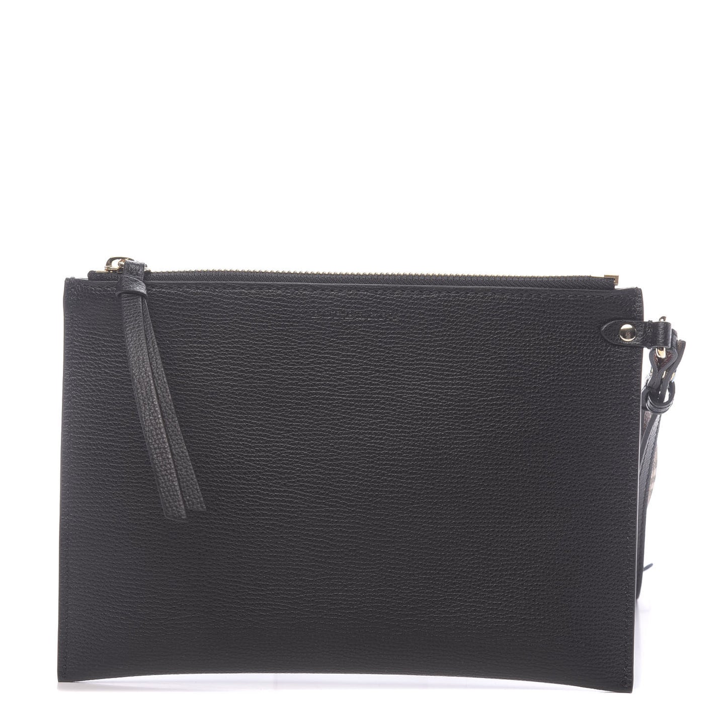 Grainy Calfskin Haymarket Check Zip Pouch Black