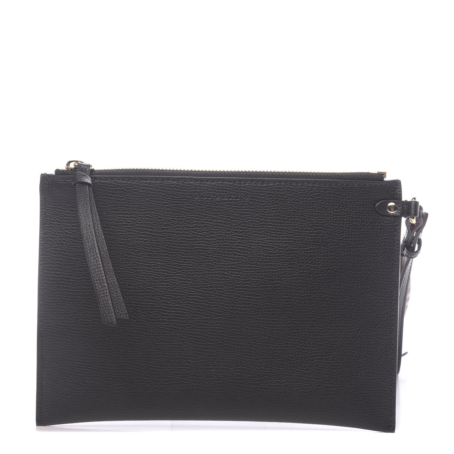 Burberry Grainy Calfskin Haymarket Check Zip Pouch Black 1 of 7