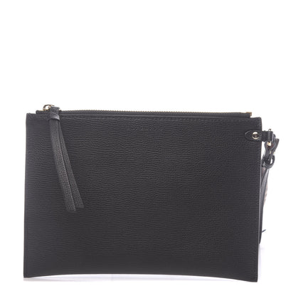 Burberry Grainy Calfskin Haymarket Check Zip Pouch Black 1 of 7