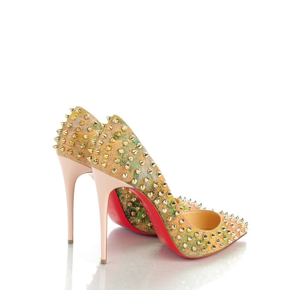 Christian Louboutin Cork Patent Bloom Print Follies Spikes 100 Pumps 39.5 Version Multicolor 4 of 8