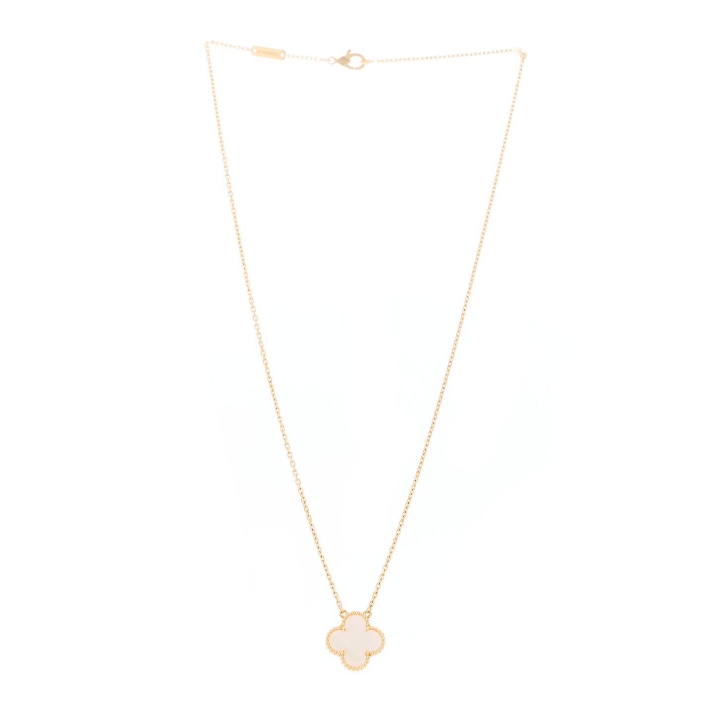 18K Yellow Gold Mother of Pearl Vintage Alhambra Pendant Necklace