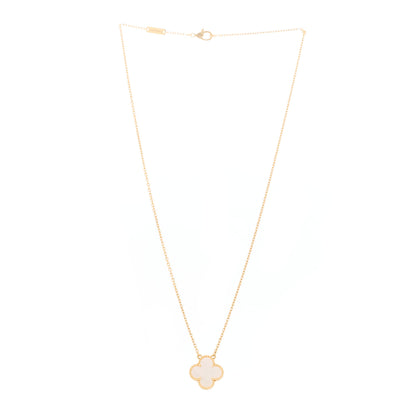 Van Cleef & Arpels 18K Yellow Gold Mother of Pearl Vintage Alhambra Pendant Necklace 3 of 5