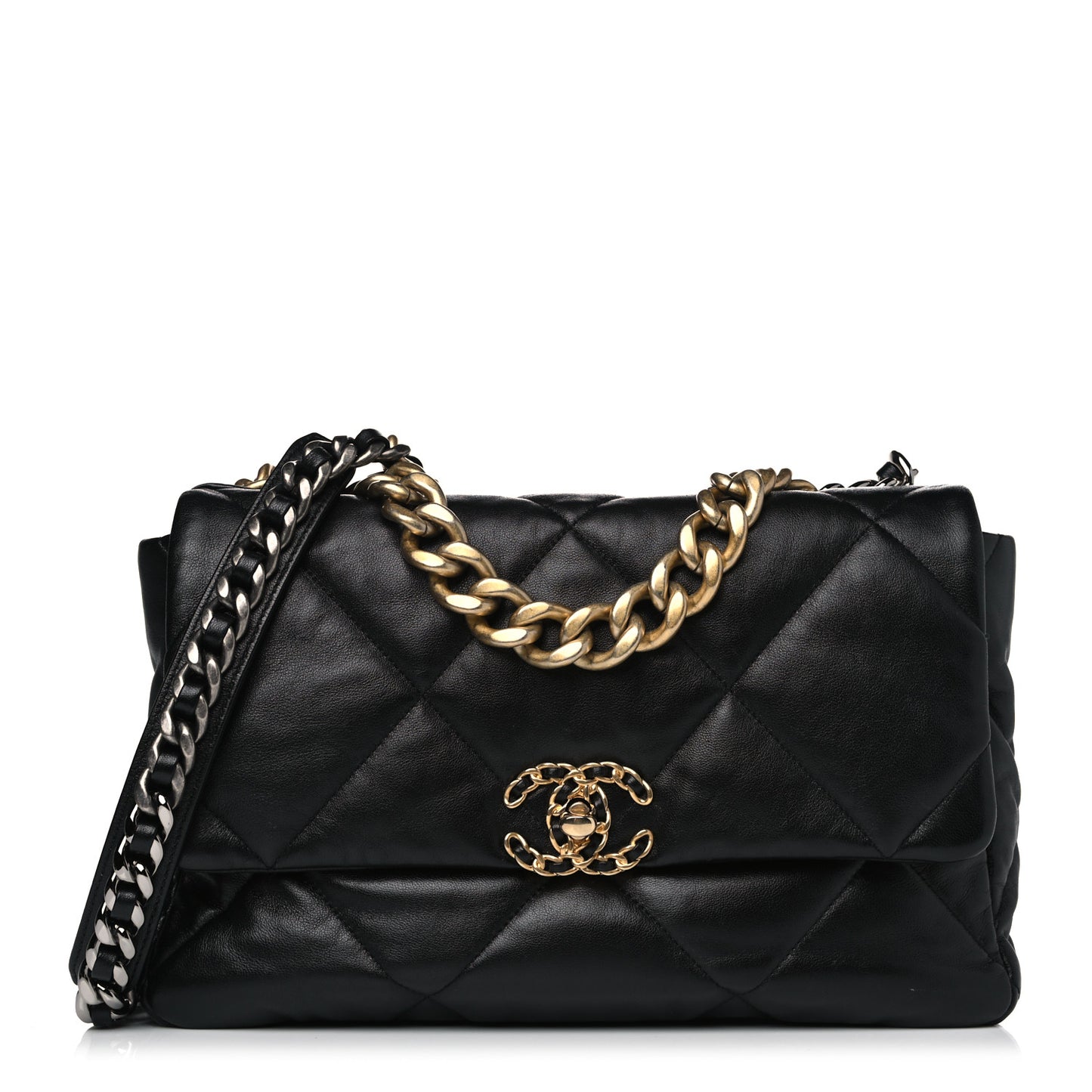 Lambskin Quilted Large Chanel 19 Flap Black