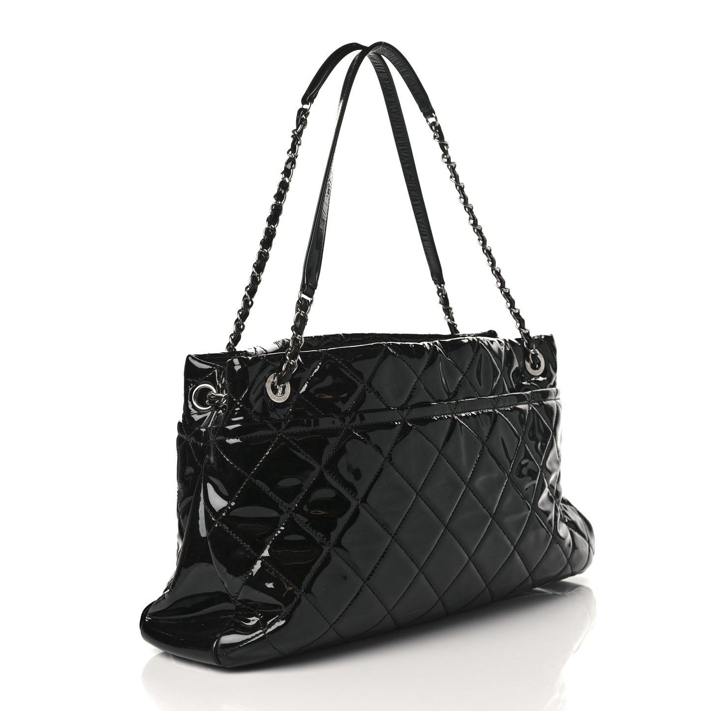 Patent Quilted Timeless CC Soft Tote Black