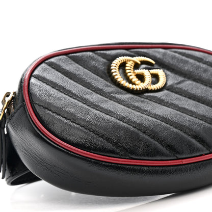 Gucci Azalea Calfskin Matelasse Diagonal Torchon GG Marmont Belt Bag 85 34 Black Romantic Cerise 10 of 12