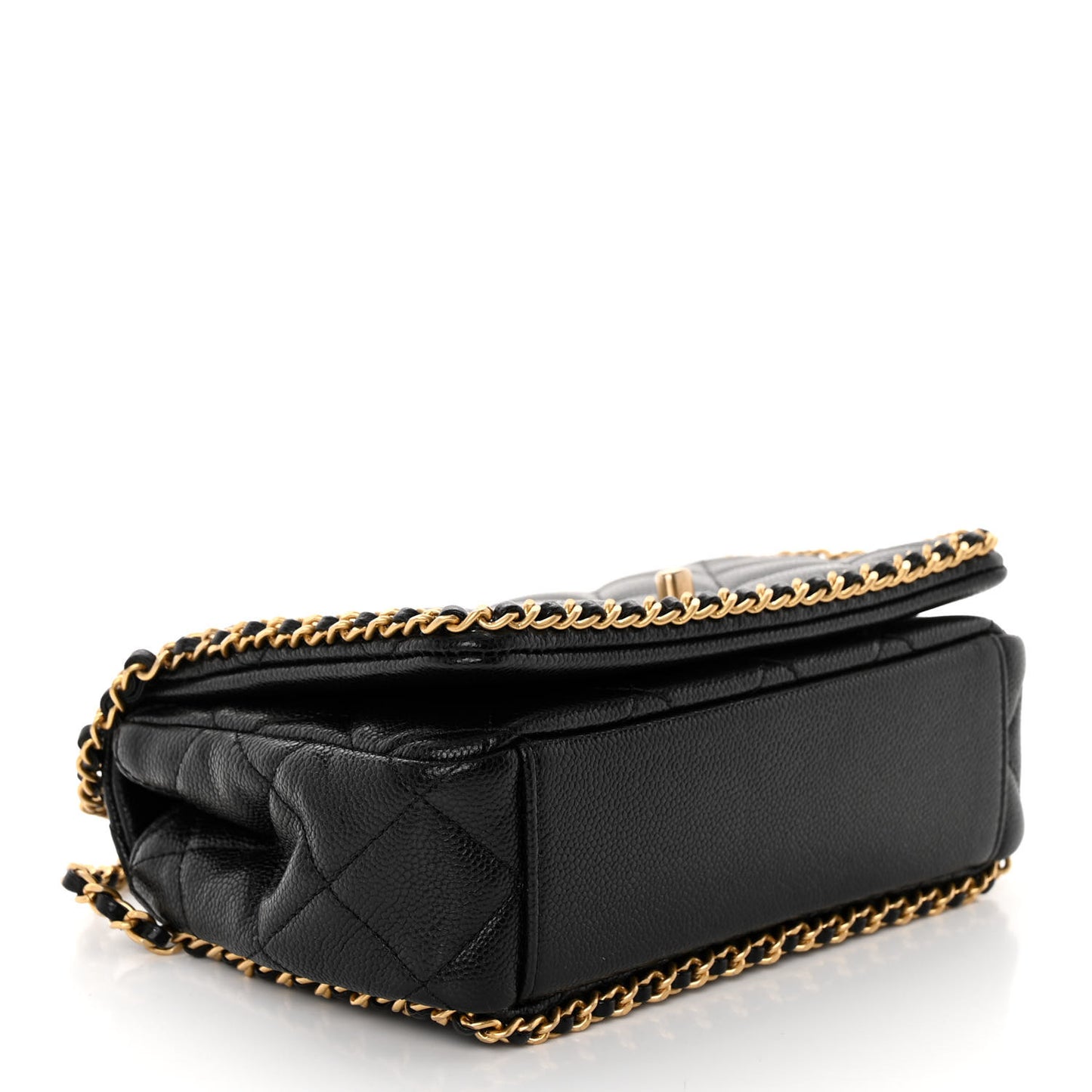 Caviar Quilted Mini Never Ending Chain Flap Black