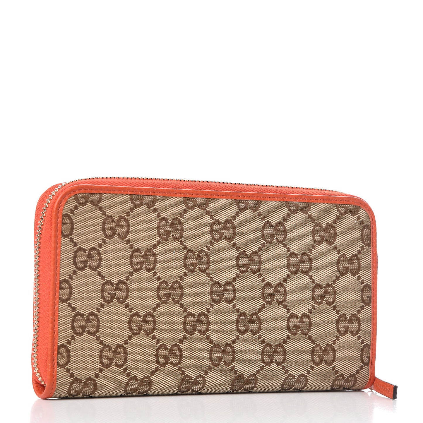 Monogram Dollar Calfskin Zip Around Wallet Beige Ebony Sun Orange