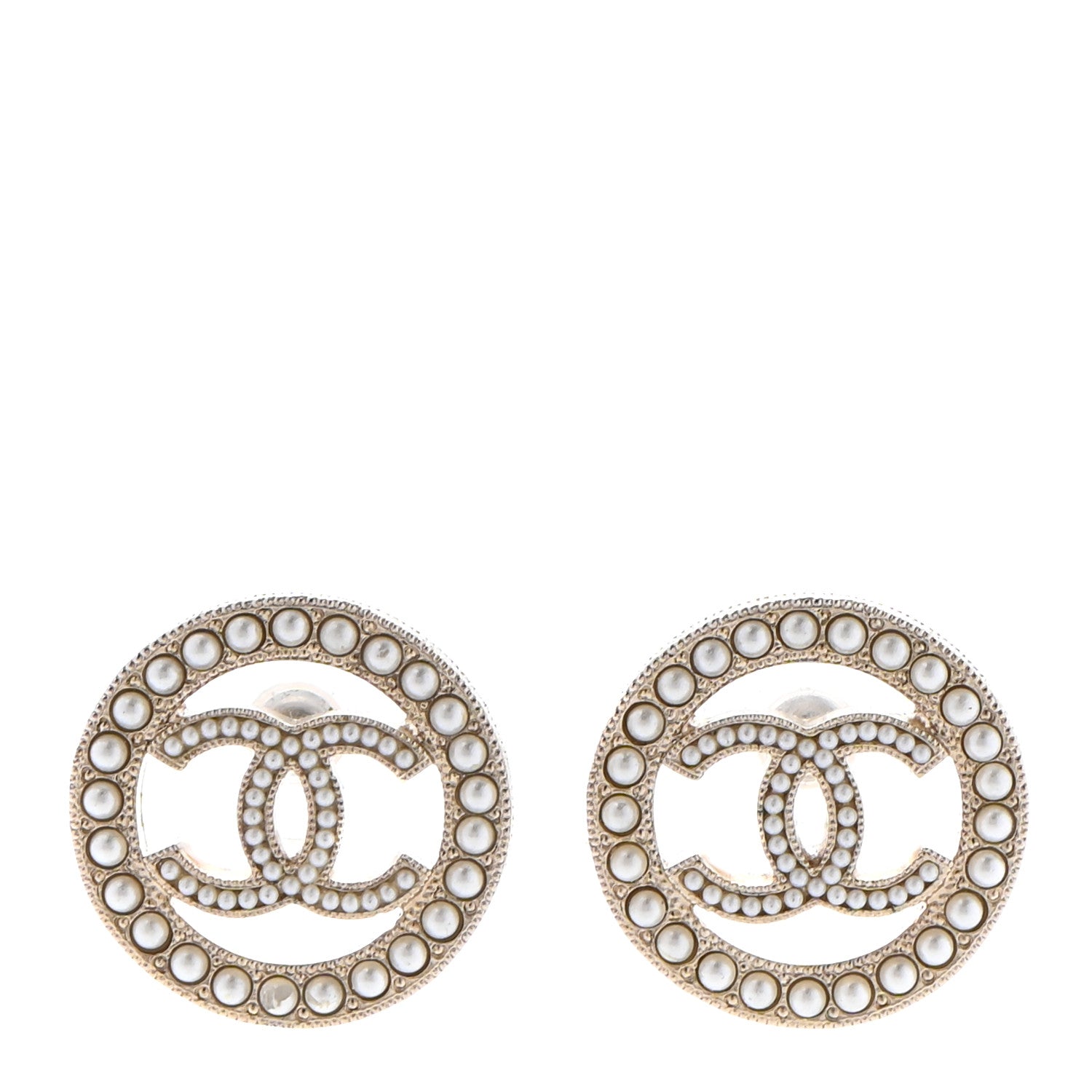 Chanel Pearl CC Round Earrings Gold 1 of 4