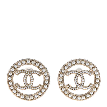 Chanel Pearl CC Round Earrings Gold 1 of 4
