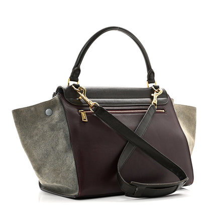 Celine Calfskin and Suede Small Tri-Color Trapeze Dark Grey 3 of 10