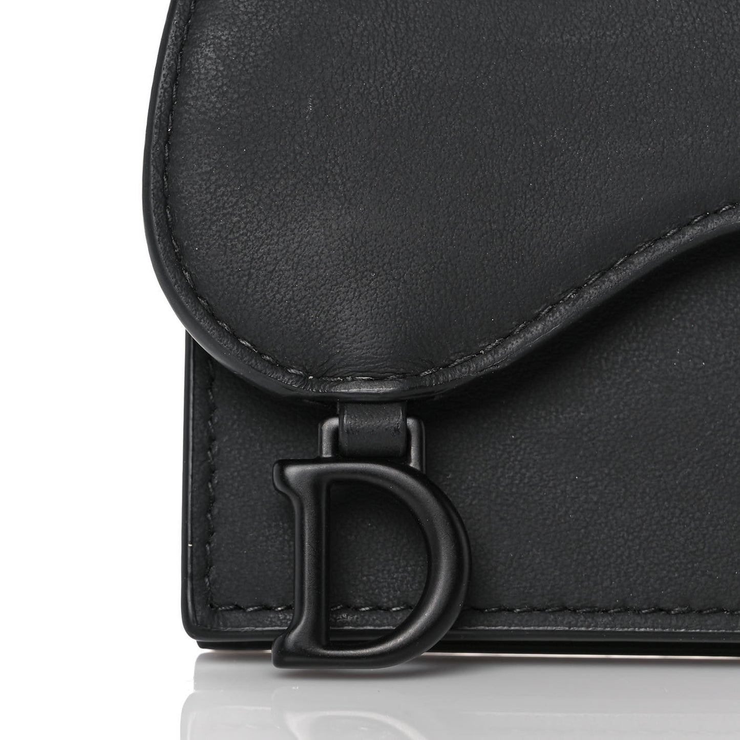 Ultra Matte Calfskin Saddle Card Holder Black