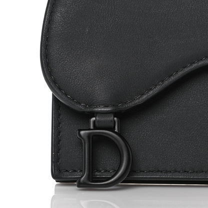Christian Dior Ultra Matte Calfskin Saddle Card Holder Black 8 of 11