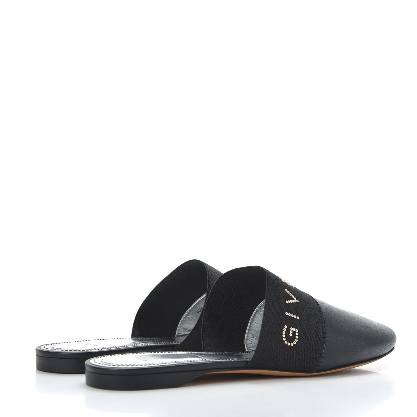 Calfskin Crystal Embellished Bedford Logo Mule Slides 39.5 Black