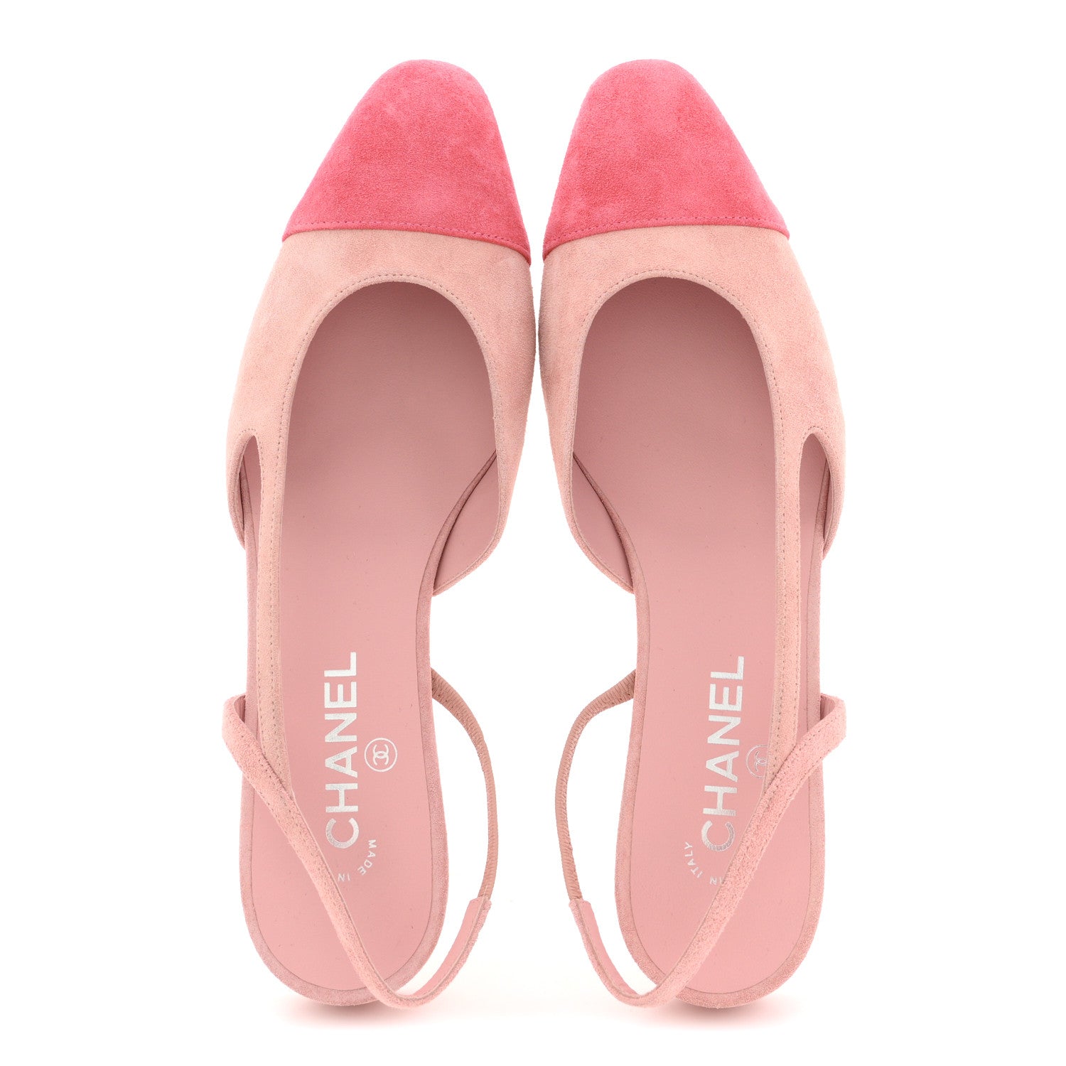 Chanel Suede Cap Toe CC Coco Slingback Pumps 41 Light Pink Coral
