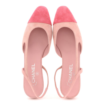 Chanel Suede Cap Toe CC Coco Slingback Pumps 41 Light Pink Coral 2 of 11